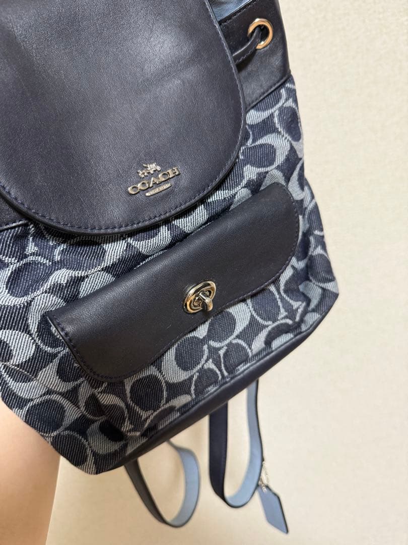 24時間以内発送　COACH デニムリュック ネイビー バックパック