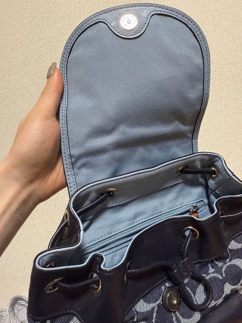 24時間以内発送　COACH デニムリュック ネイビー バックパック