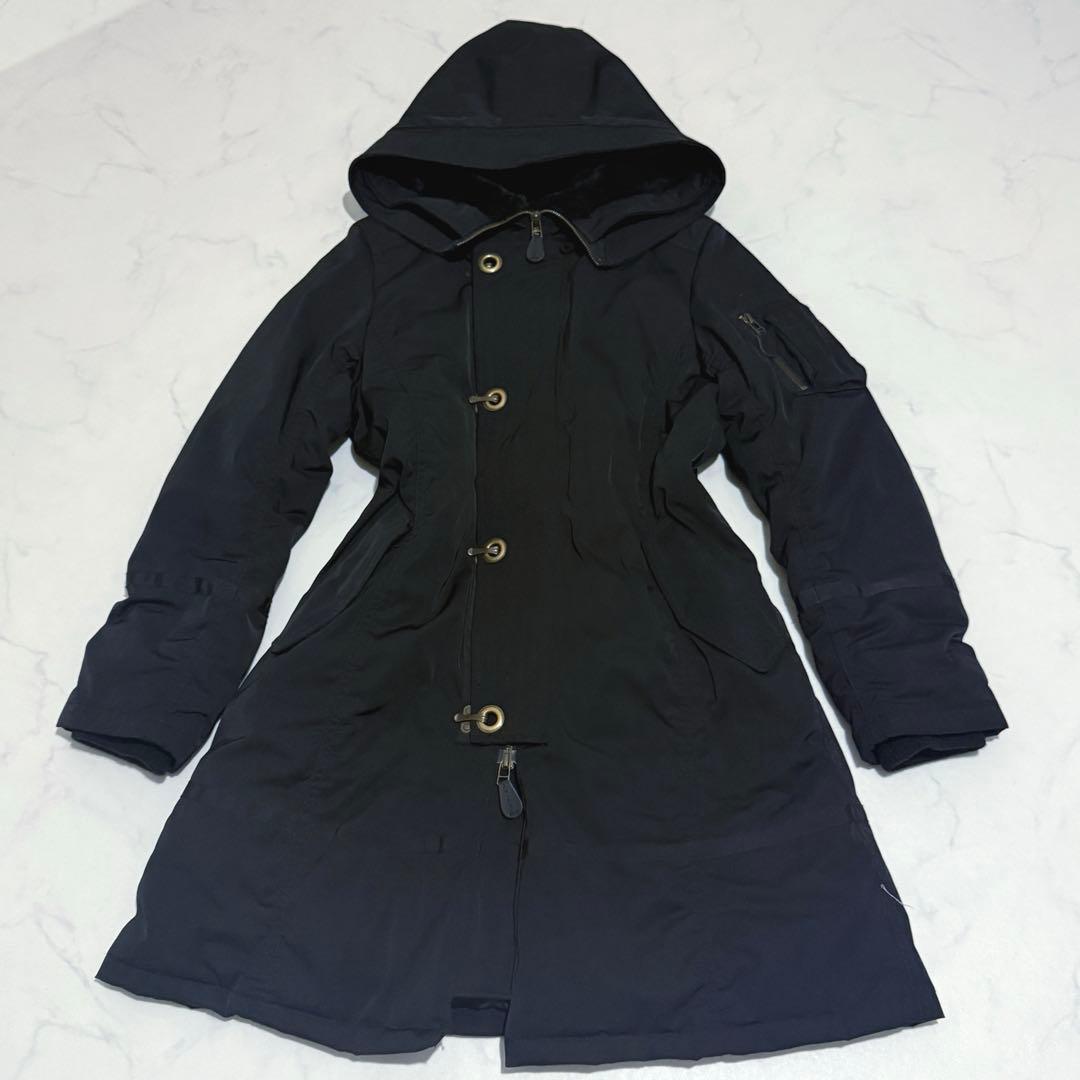 y2k 00s AVIREX モッズコート ボリュームファー 黒 平成ギャル