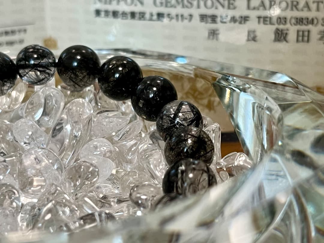 最終値下げ‼️【鑑別書付】ブラックトルマリンインクォーツ 9.5mm ブレスレット