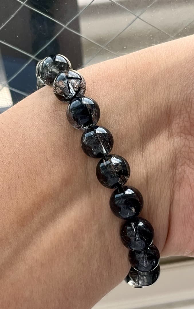 最終値下げ‼️【鑑別書付】ブラックトルマリンインクォーツ 9.5mm ブレスレット