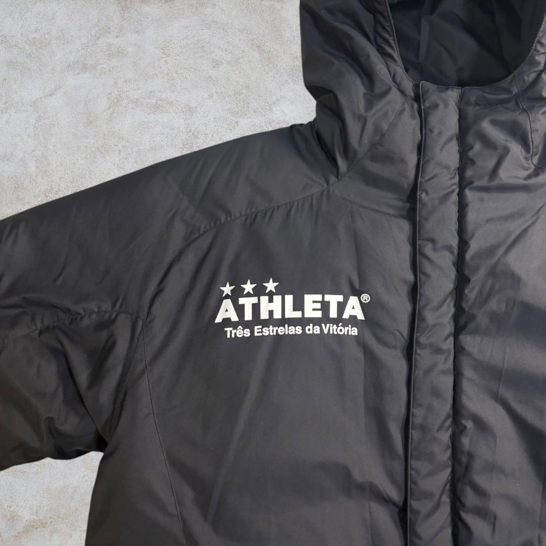 【美品】ATHLETA ベンチコート 中綿ロング サッカー 黒 L アスレタ