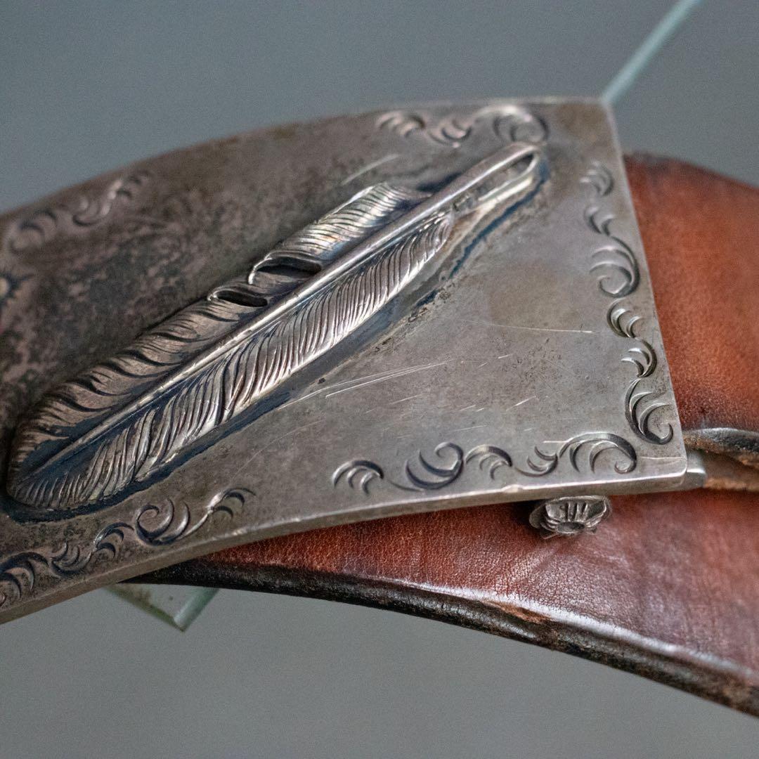 アリゾナフリーダム レザーベルト フェザー 唐草 18金太陽 バックル