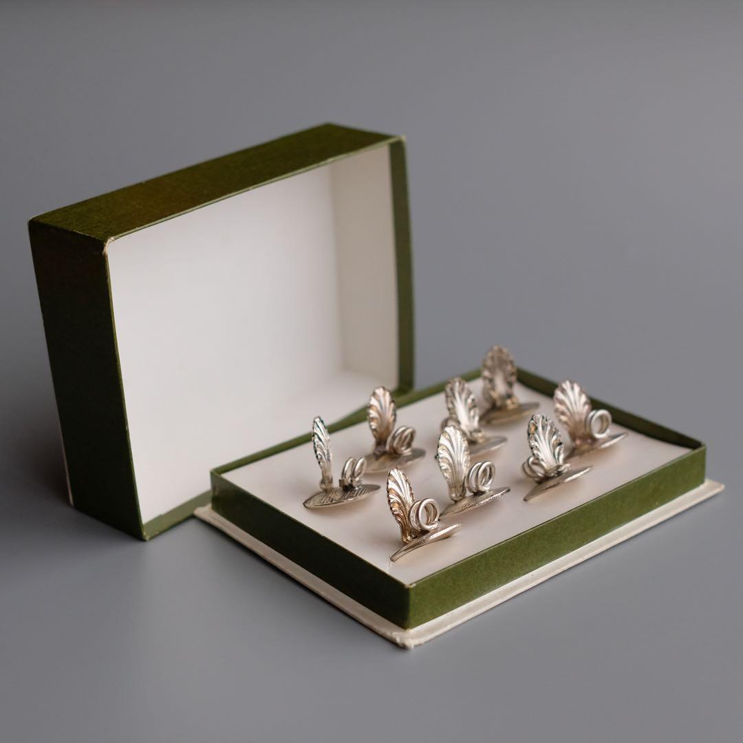 20世紀フランス製のChristofle銀メッキ席札クリップ