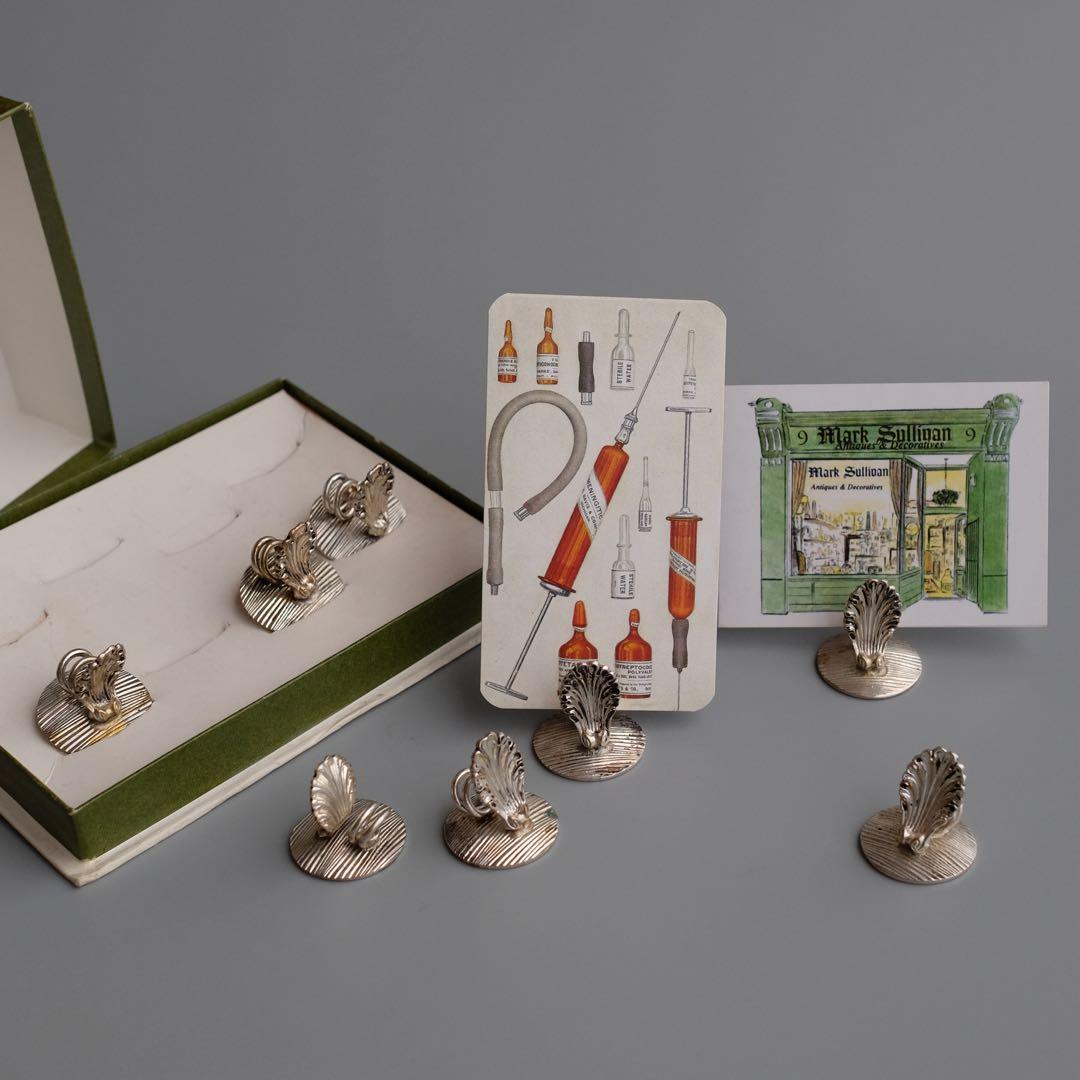 20世紀フランス製のChristofle銀メッキ席札クリップ