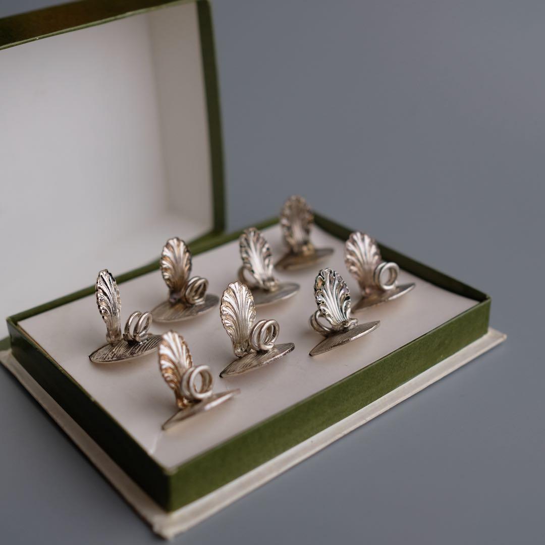 20世紀フランス製のChristofle銀メッキ席札クリップ