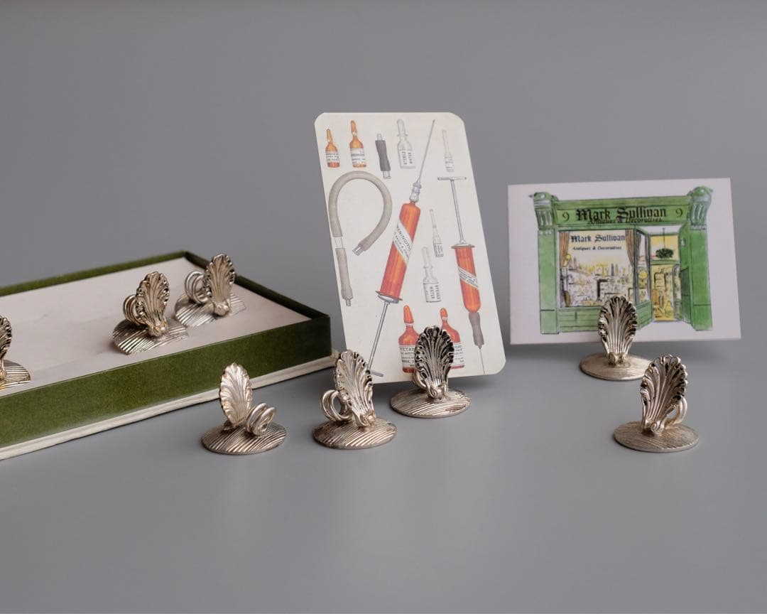 20世紀フランス製のChristofle銀メッキ席札クリップ