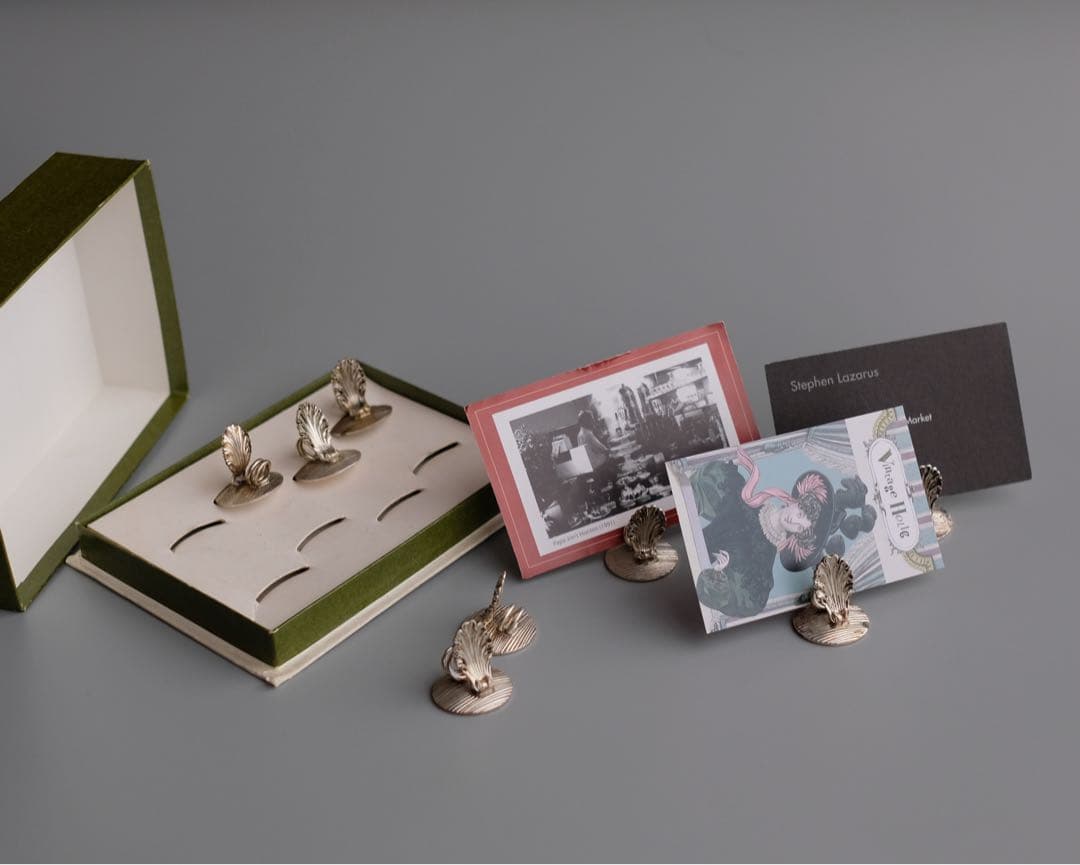 20世紀フランス製のChristofle銀メッキ席札クリップ