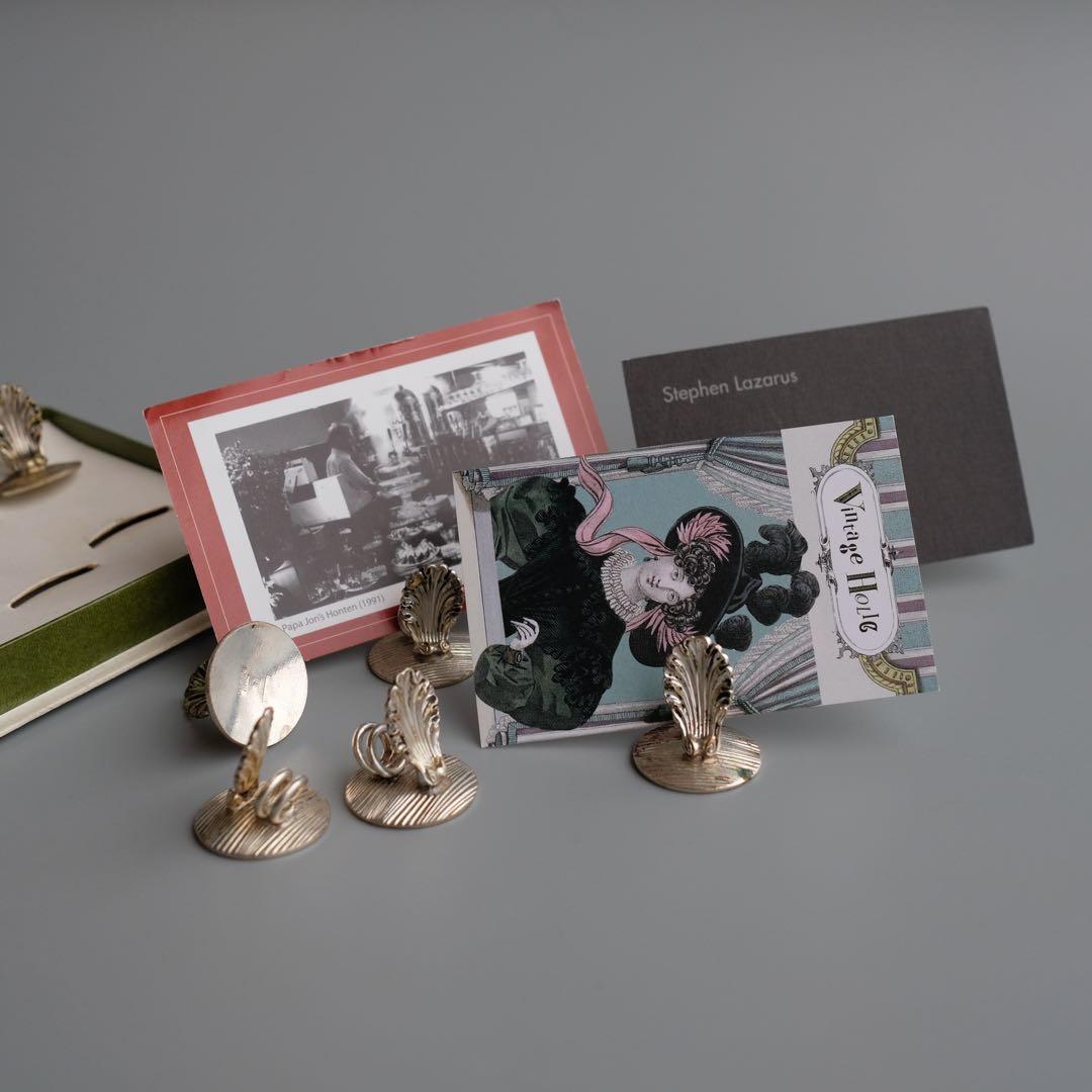 20世紀フランス製のChristofle銀メッキ席札クリップ