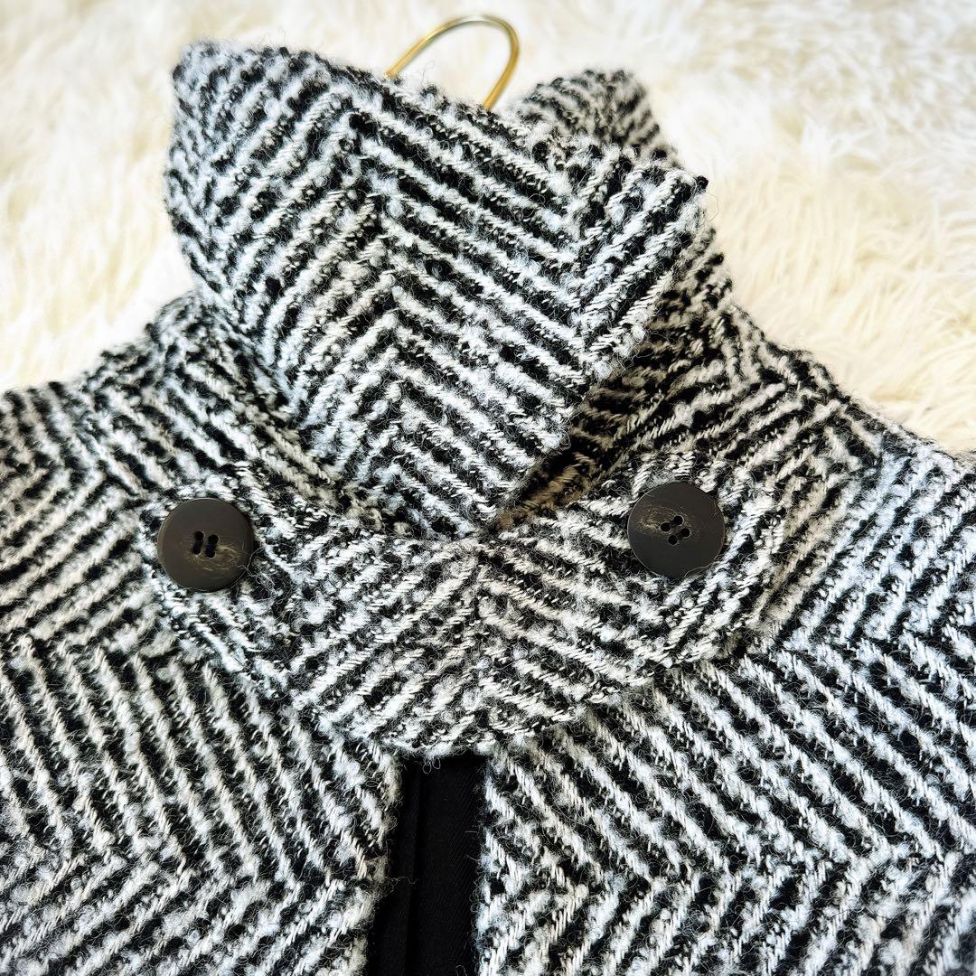 Mila Owen ミラ オーウェン ビッグカラーケープコート ツイードポンチョ