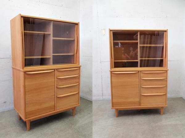 展示品■モモナチュラル■VENT■オーク無垢材■カップボード■食器棚■北欧モダン