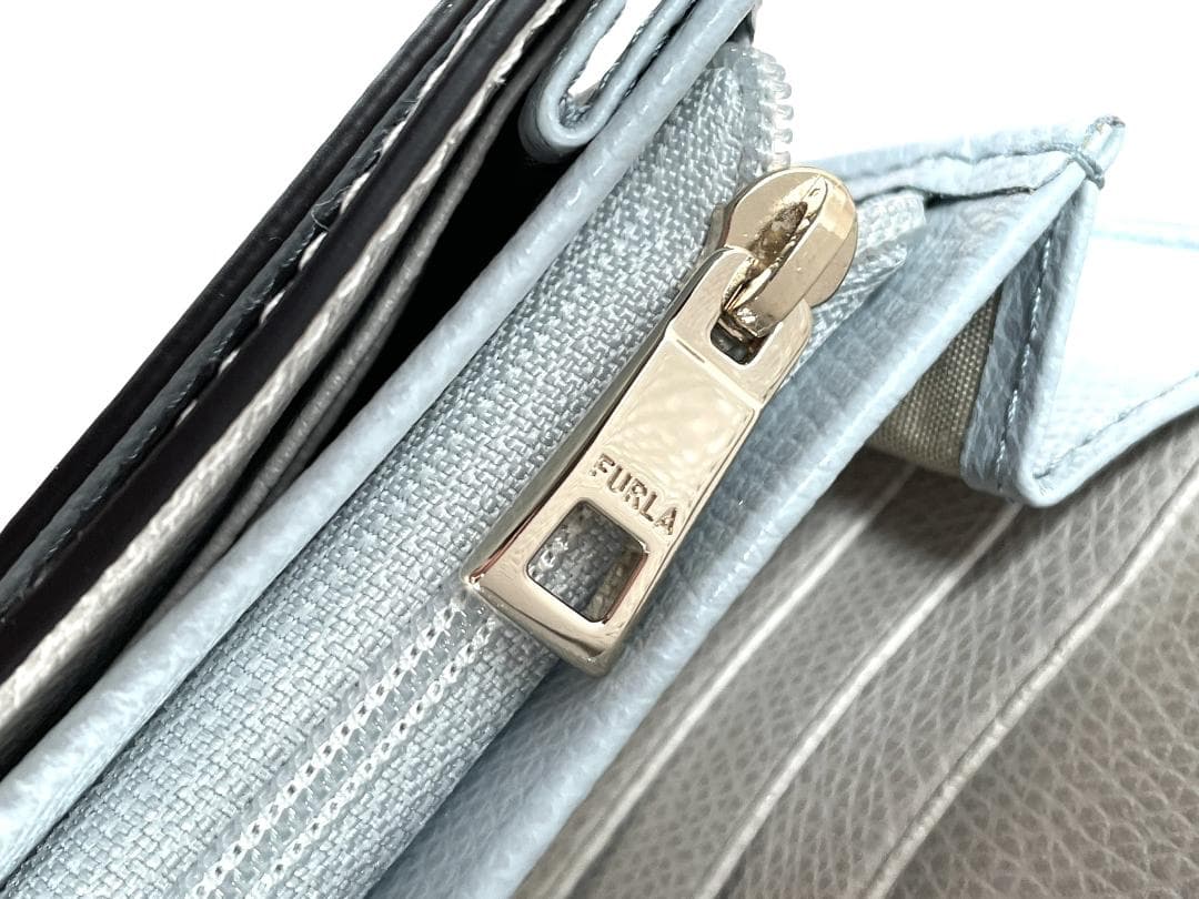 【新品・未使用】FURLA フルラ 長財布 レザー 水色 ブルーグレー 正規品