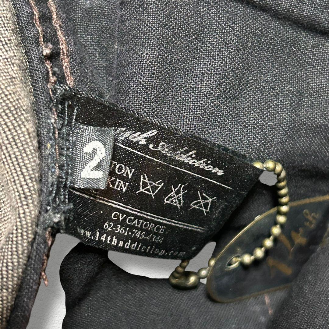 14th addiction レザー切替　裾ジップ　Y2K