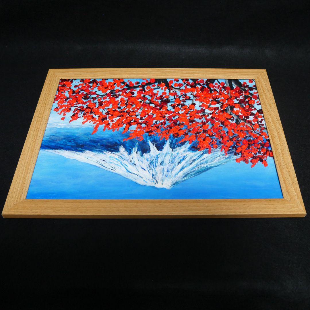 油絵 油彩 油彩画 絵 絵画【富士山と梅の花】