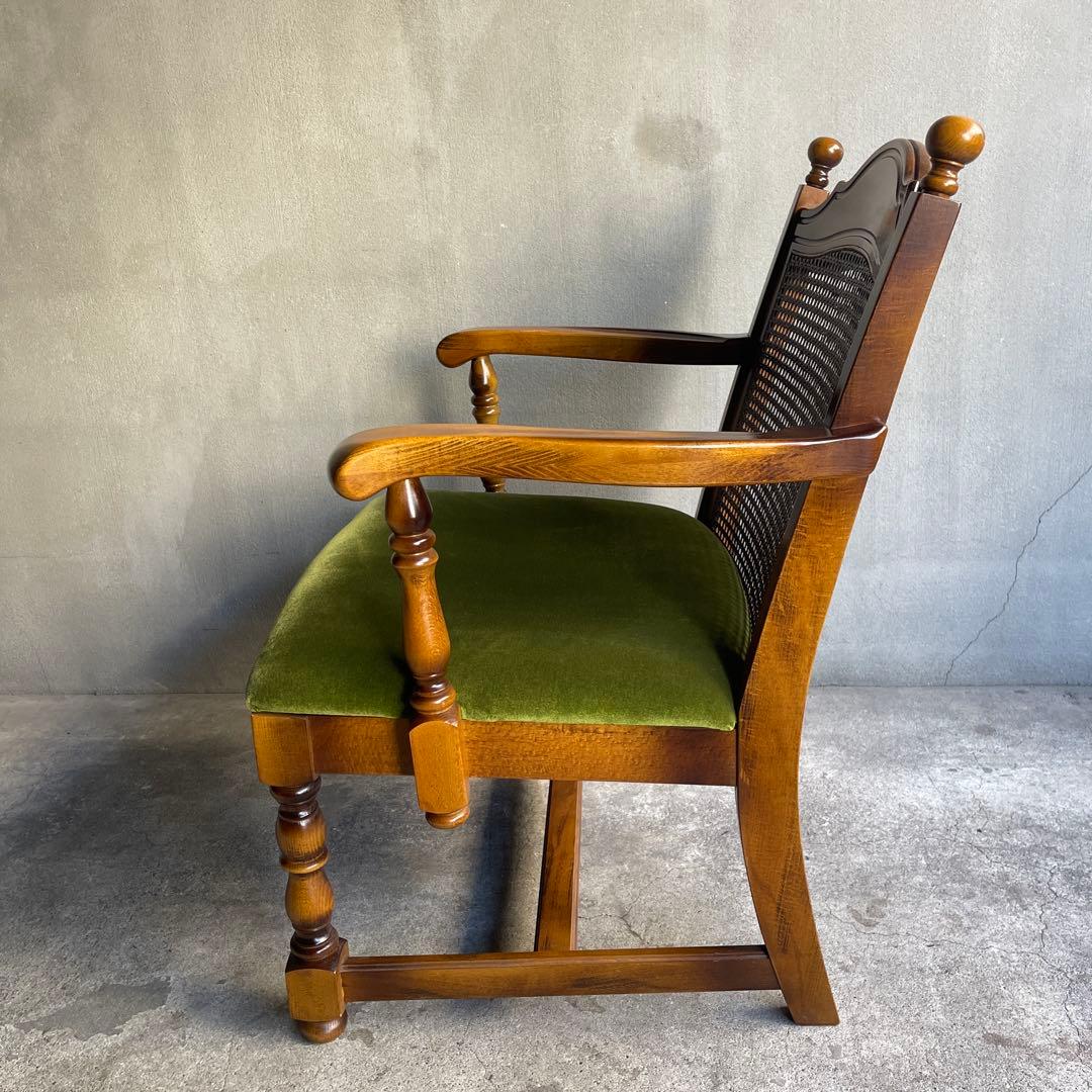 karimoku カリモク　コロニアル モケットグリーン アームチェア