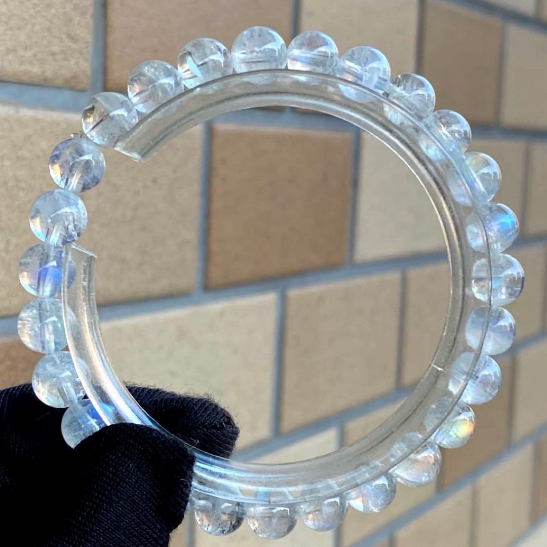 発色良好❣️マダガスカル産レインボームーンストーン7.3-7.4mmブレスレット