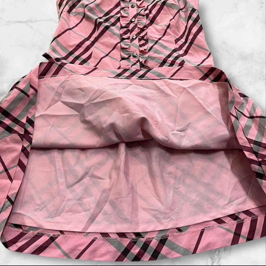 バーバリーブルーレーベル ワンピース M ノースリーブ チェック ベルト y2k