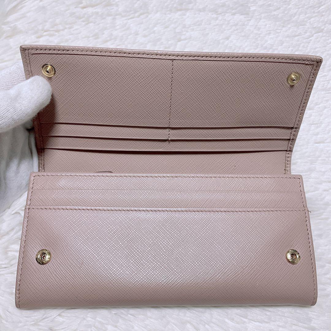 ♡極美品♡PRADA プラダ 三角ロゴ サフィアーノ ピンクベージュ パスケース