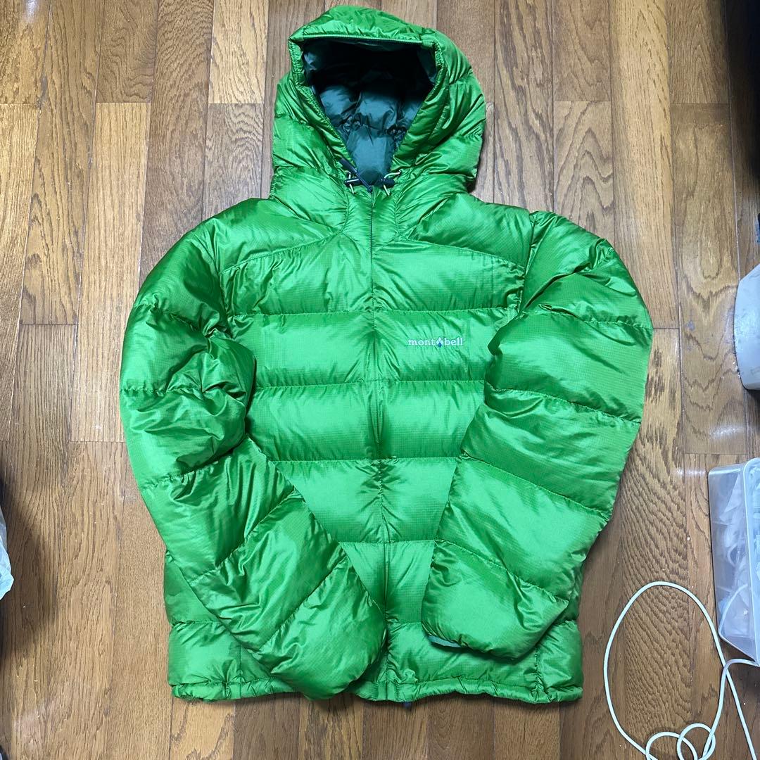montbell フード付きダウンジャケット 緑 - メルカリ
