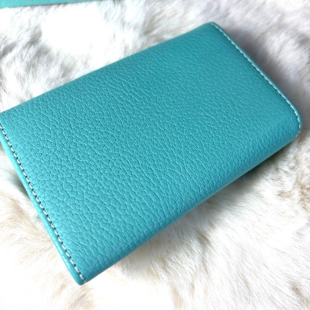 ✨美品✨ティファニー　TIFFANY＆CO　キーケース　レザー　ブルー　シボ革