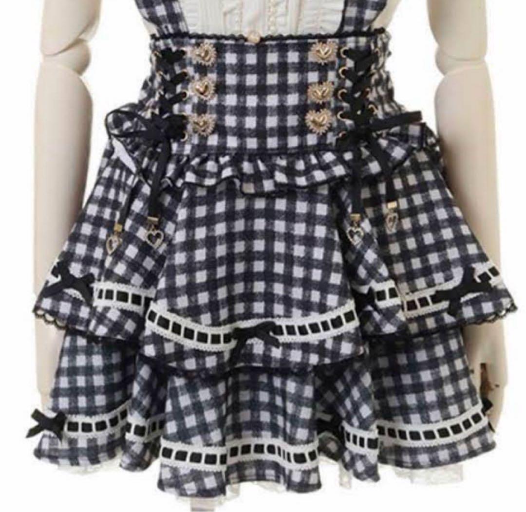 LIZLISA はしごリボンギンガムティアードスカパン ブラック - メルカリ