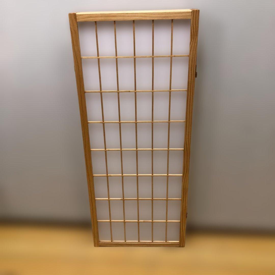 美品 木製 障子 衝立 4連 パーテーション 和風 折りたたみ 112930