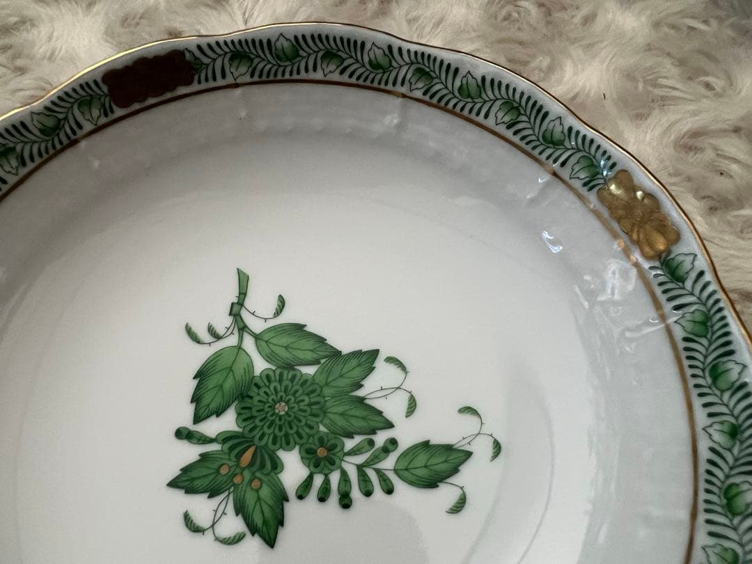 ヘレンド　アポニー・ヒストリック・グリーン　オーバルディッシュ＆ボウルセット