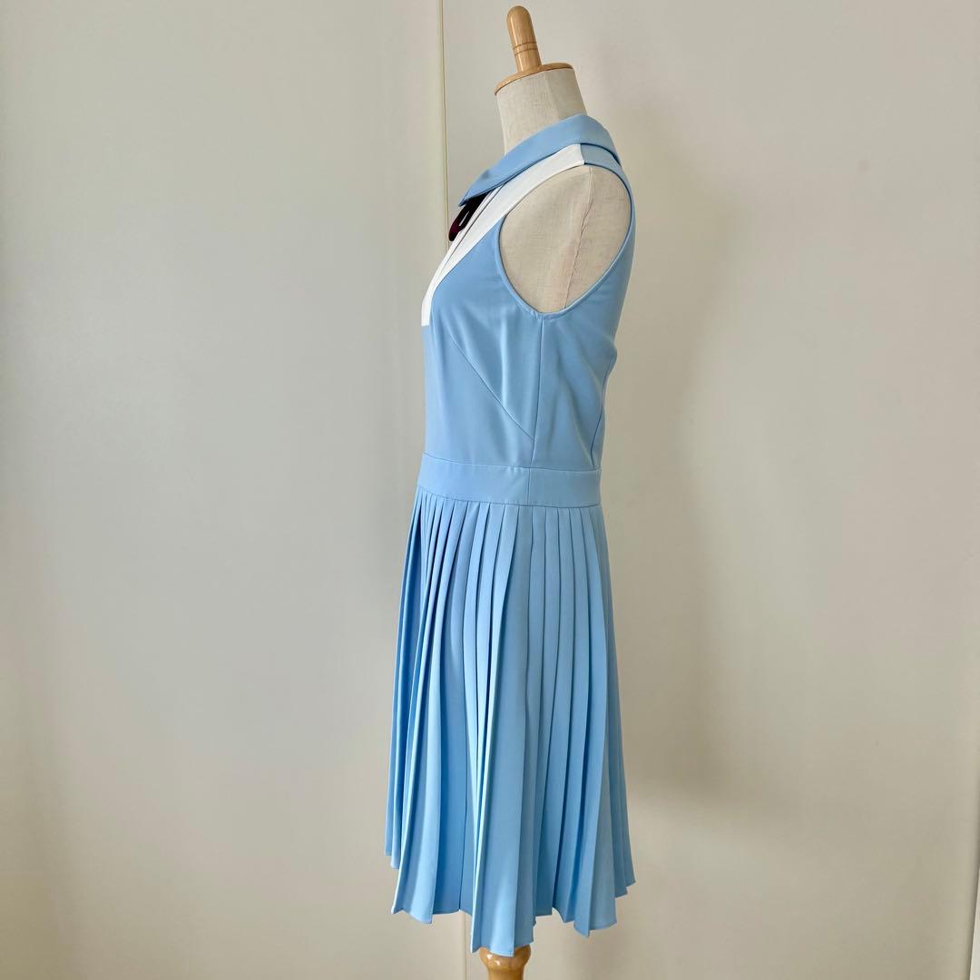 TED BAKER テッドベイカー 襟付き リボン プリーツ ワンピース ブルー