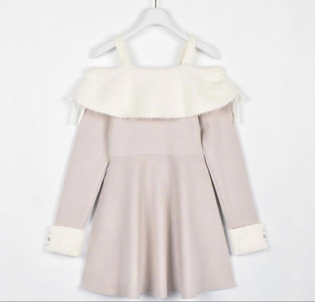 evelyn リボンオフショルミニワンピース ピンク