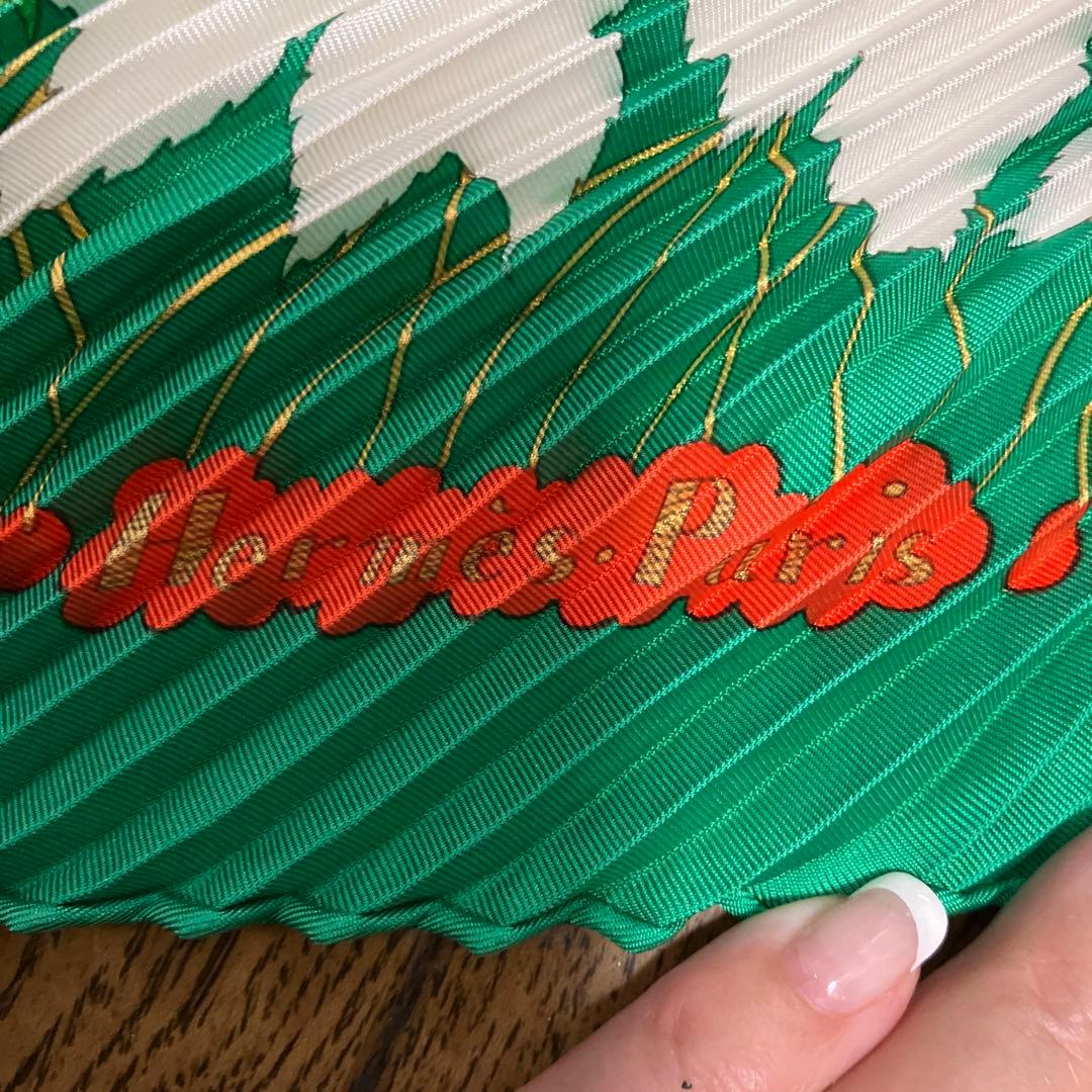 エルメス　プリーツスカーフ　保管品❗️「さくらんぼ」柄