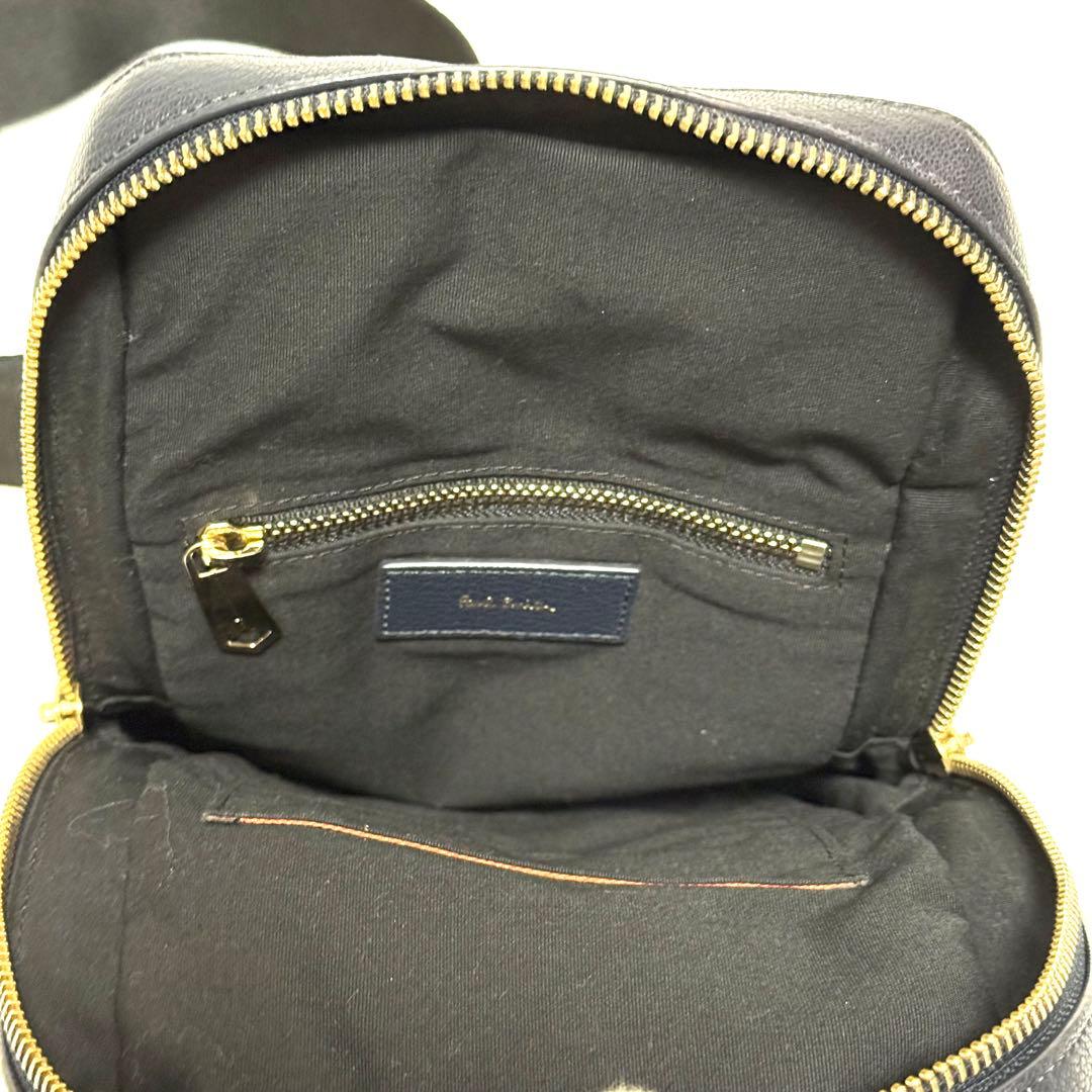 ポールスミス ボディバッグ シグネチャーストライプ レザー ネイビー