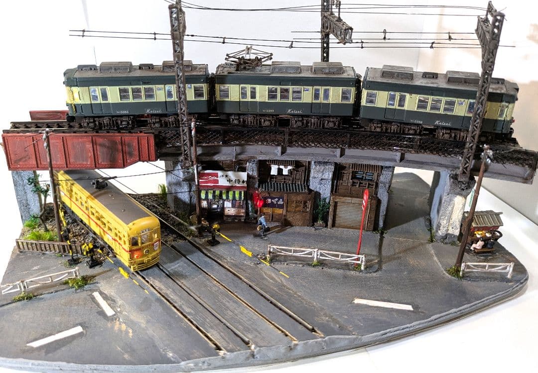 T*y様 Ｎゲージ・ミニジオラマ【昭和の京成町屋ガード下・都電のある情景】車両付