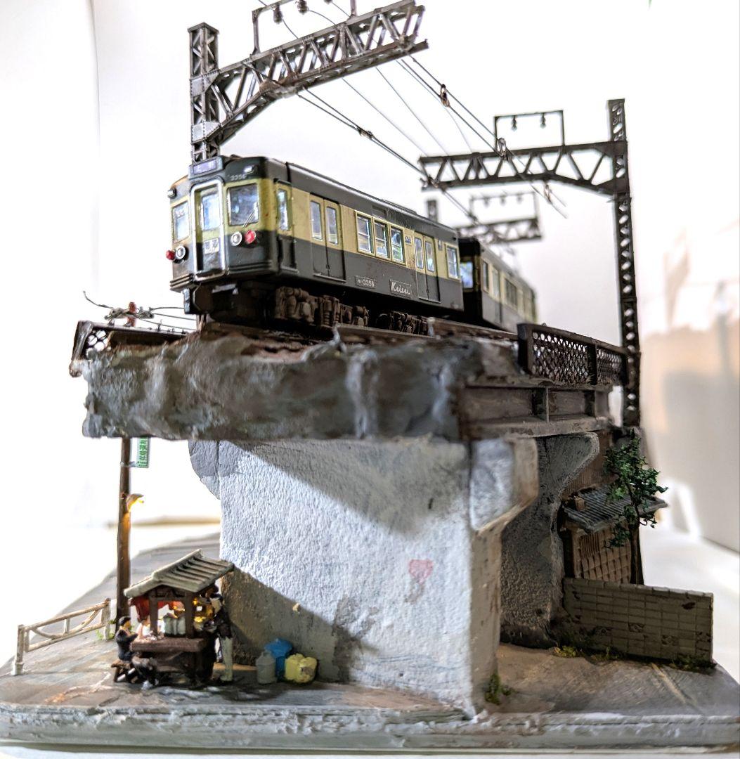T*y様 Ｎゲージ・ミニジオラマ【昭和の京成町屋ガード下・都電のある情景】車両付