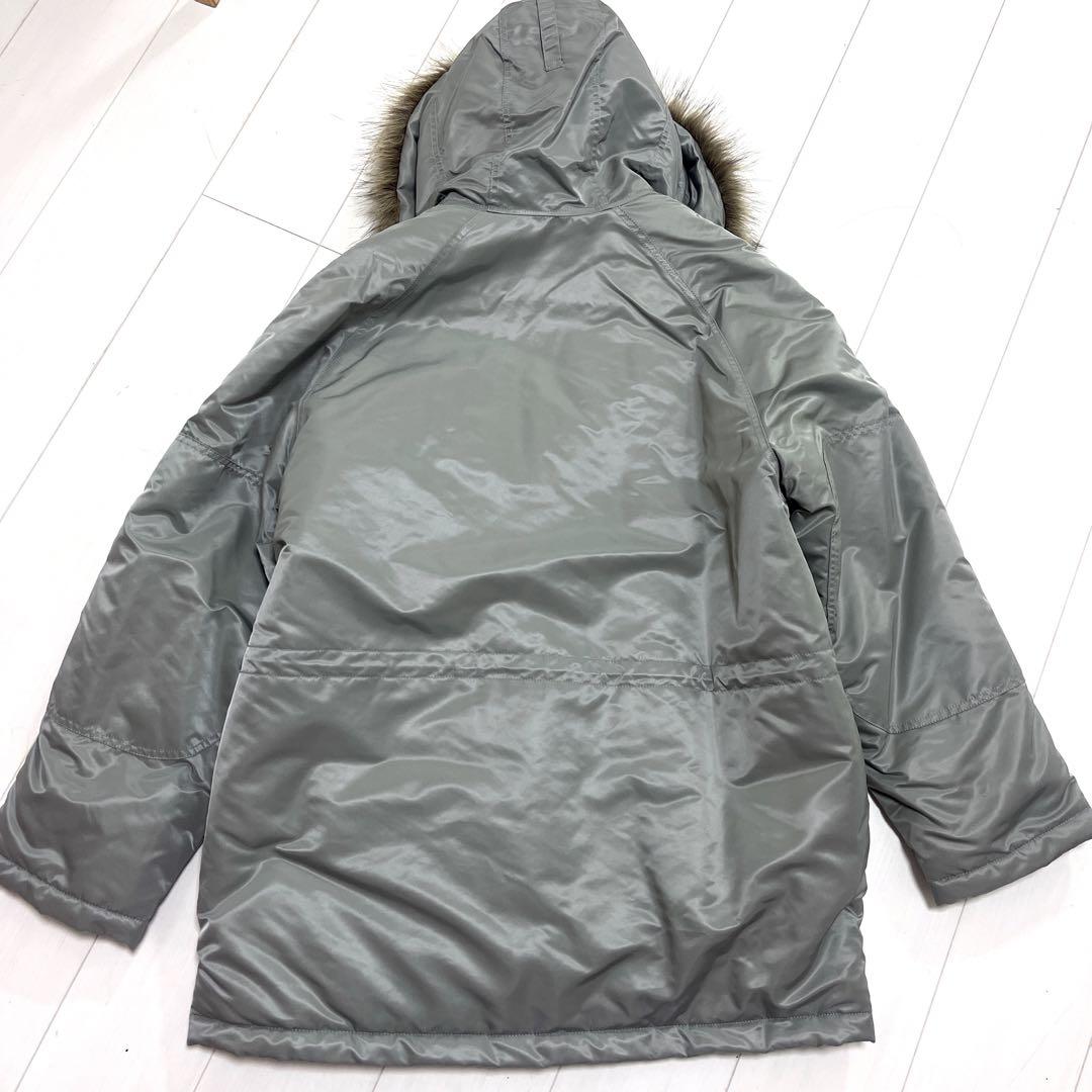 ラッキーストライク　ファー付き N-3B ダウンジャケット シルバー　銀Y2K