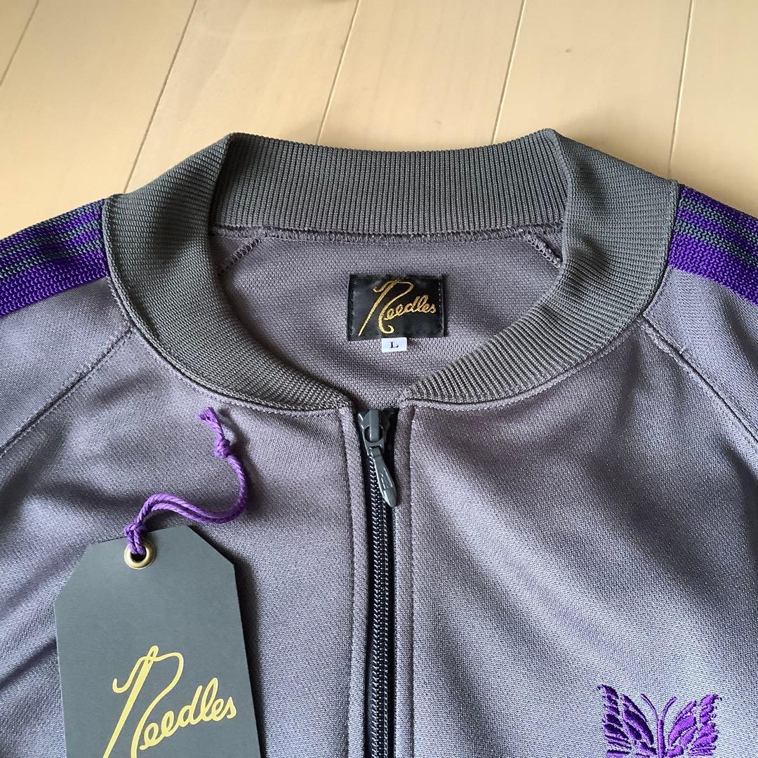別注 Needles トラックジャケット グレーxパープル Lsize