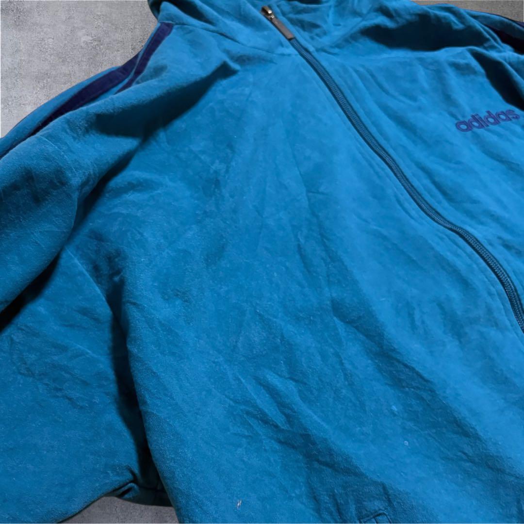 【M31】80-90sスペイン製adidasベロアトラックジャケット緑紺3ライン