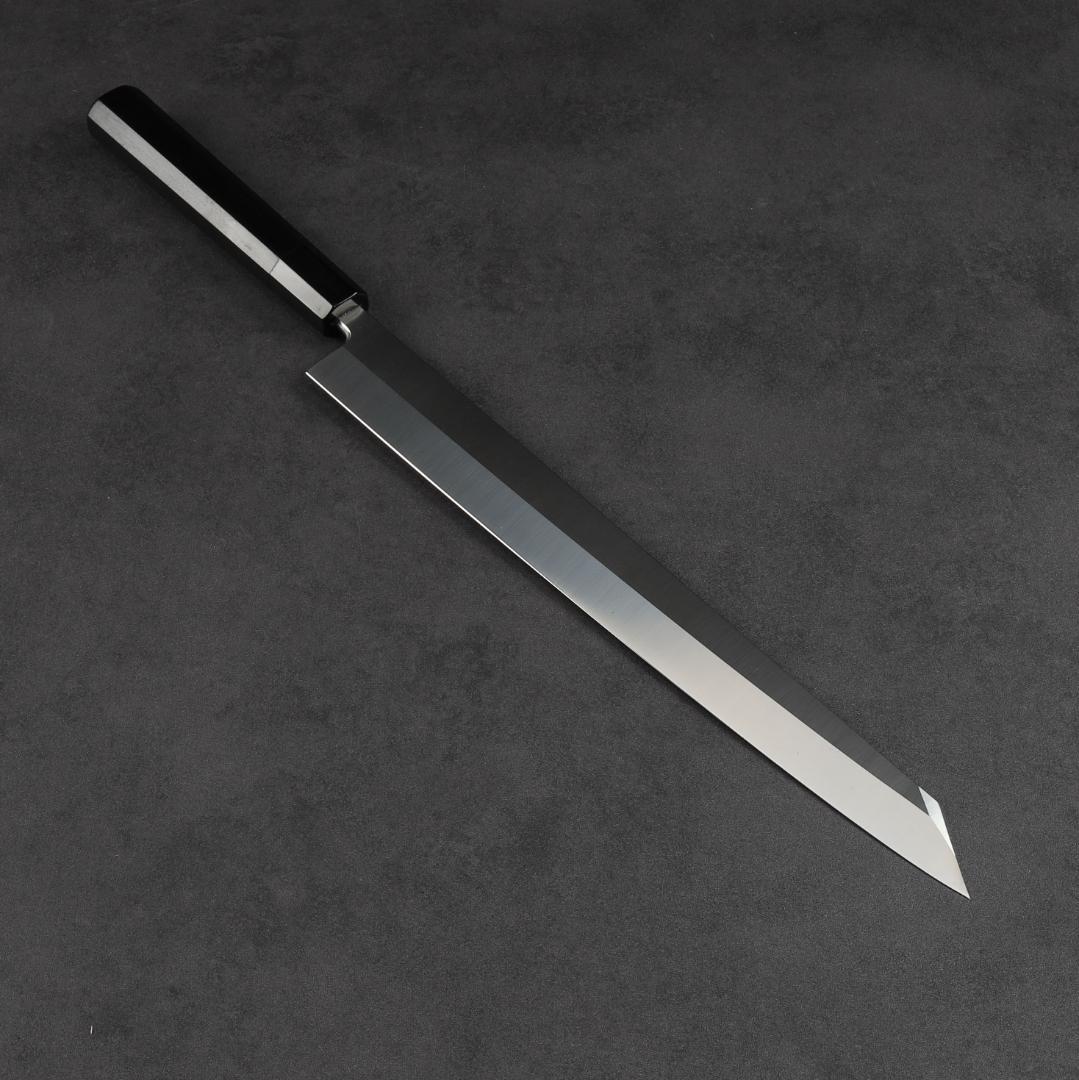 6179 梵静刃物 切付柳刃包丁 尺寸 V金10号 刺身包丁 黒檀黒水牛角八角