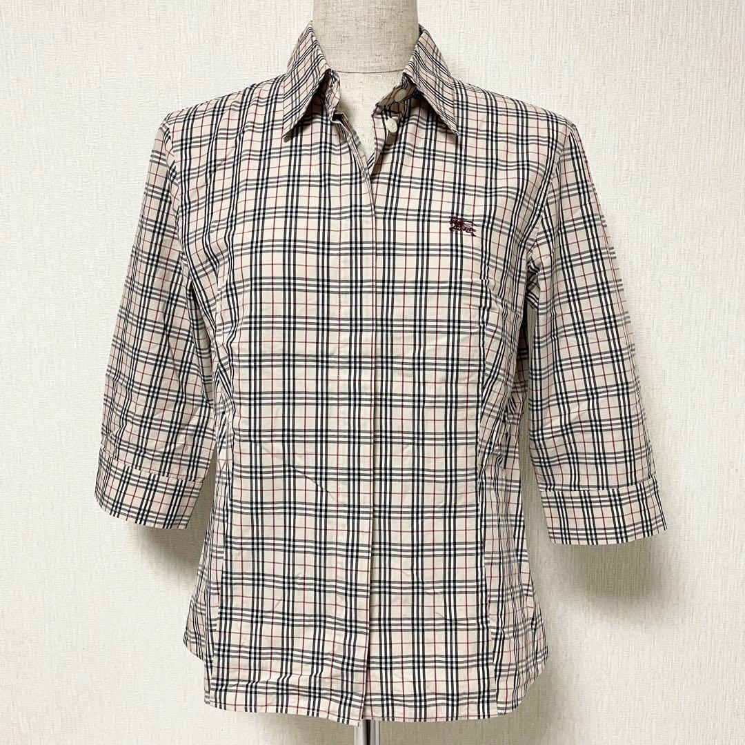 BURBERRY バーバリー 七分袖 ノバチェック ロゴ 刺繍 シャツ 38 M