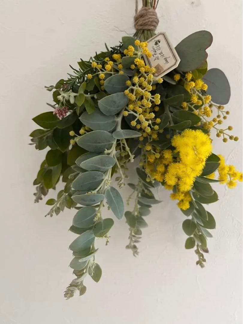 パールアカシア ミモザ ローズマリー ユーカリ スワッグ ドライ