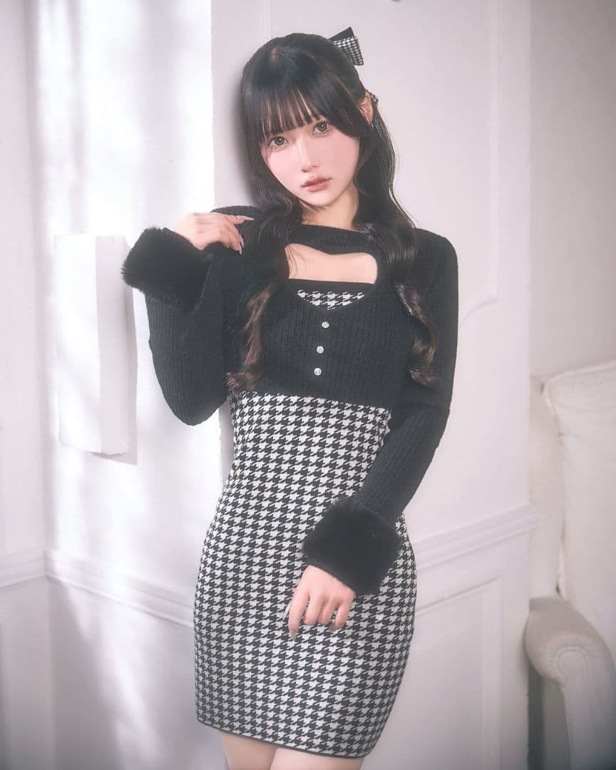 ミシェルマカロン ハートカットニットワンピース フリーサイズ - メルカリ