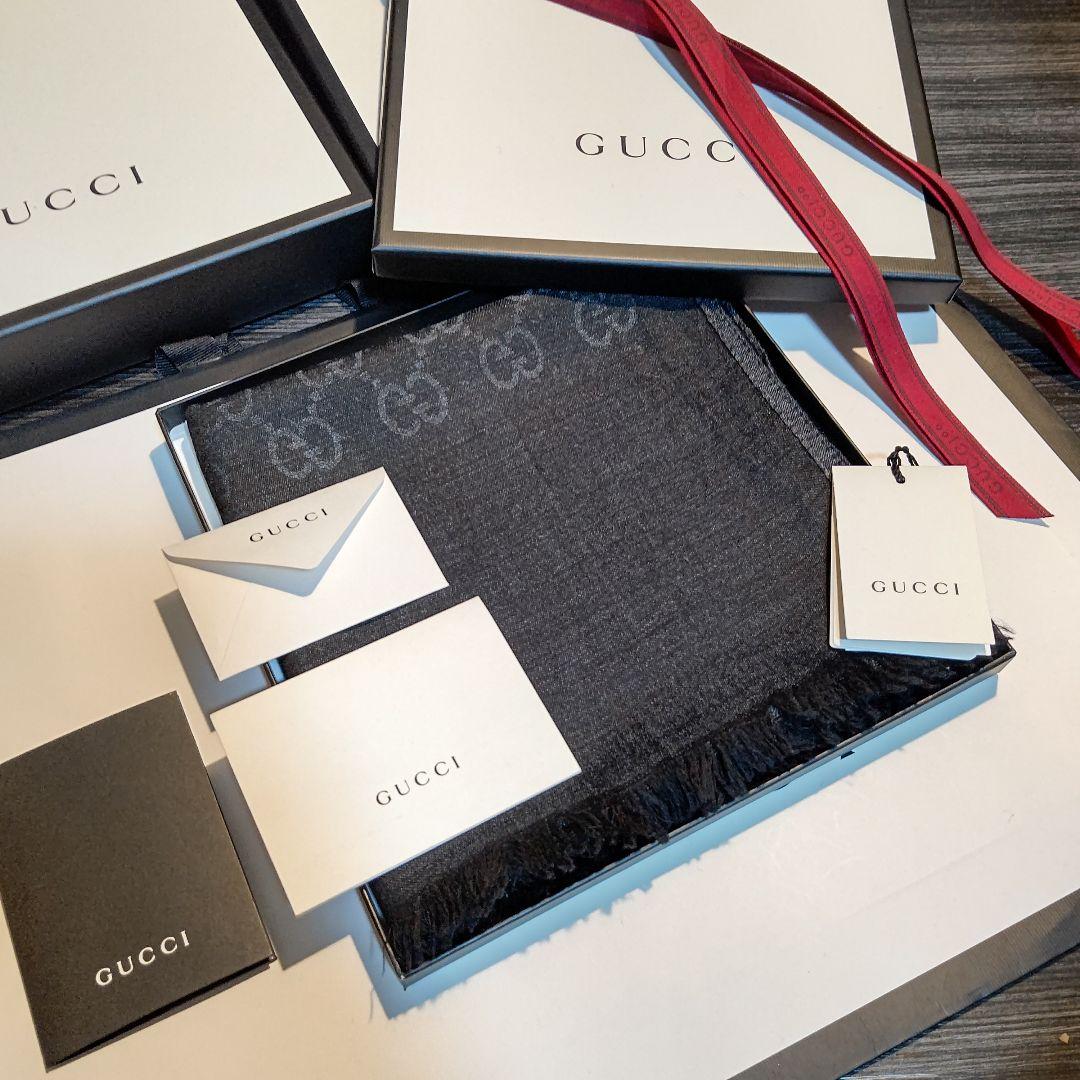❤新品箱袋付き❤ GUCCI マフラー ストール ショール スカーフ❤ブラック❤