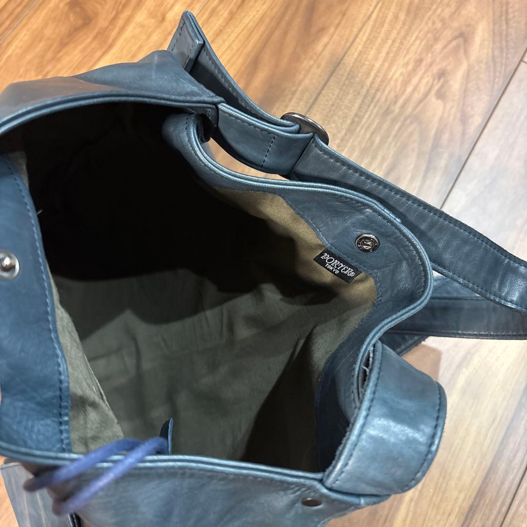 【美品】PORTER ポーター ラムレザー 本革製 ショルダーバッグ 小銭入れ付