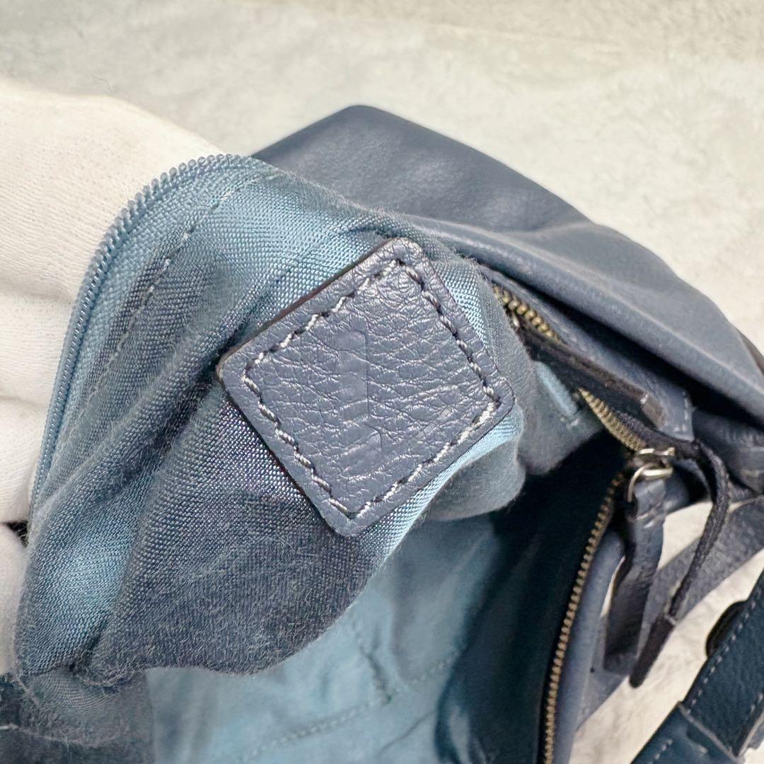 【極美品】土屋鞄 レザー ショルダーバッグ ブルー　2way 大容量 日本製