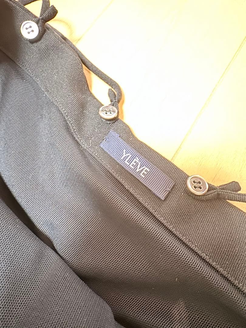 YLEVE ブラックロングワンピース ストラップ付き