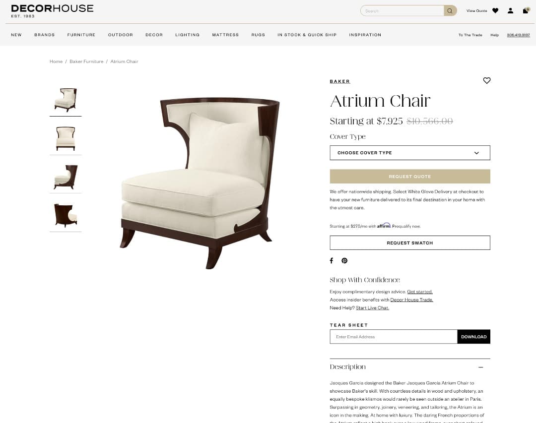 ✨高級家具 Baker Furniture 1人掛けソファ アームチェア ◎K1