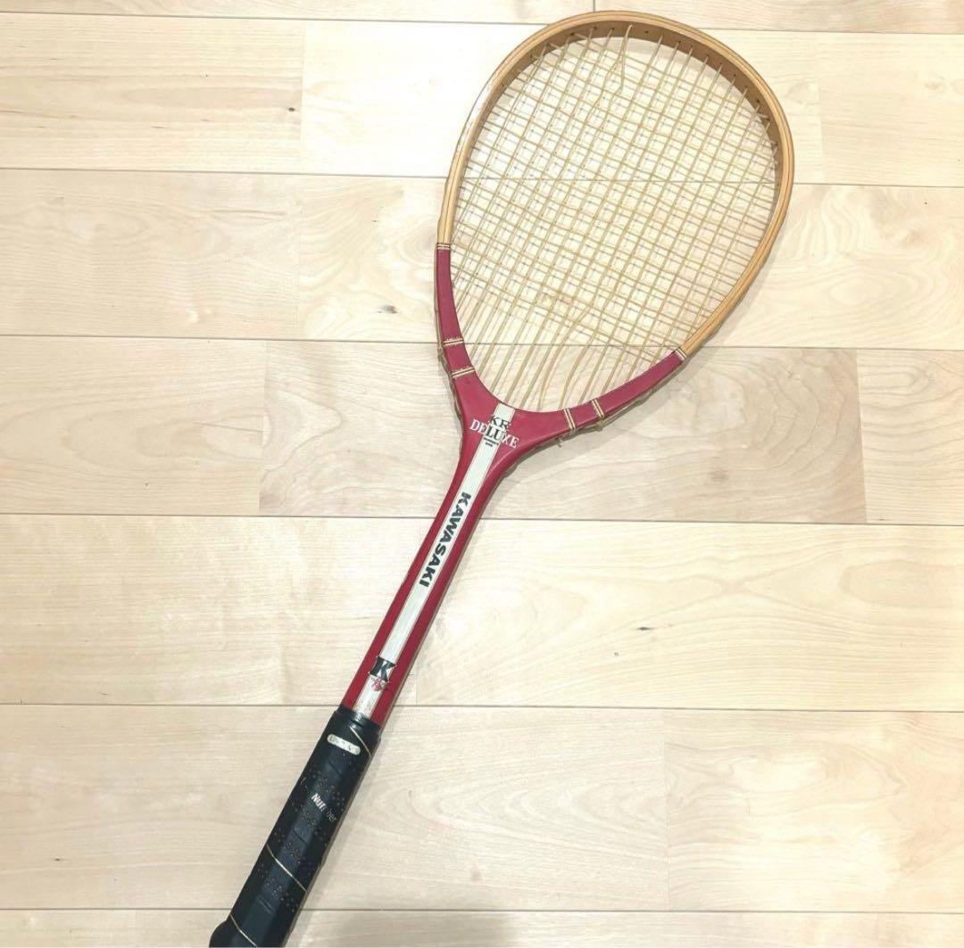 KAWASAKI KR DELUX NUMBER ONE 木製テニスラケット 赤