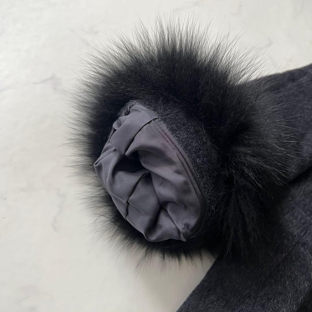 Rene ポンチョ ベビーラマ フォックスファー ポンチョ ケープコート グレー