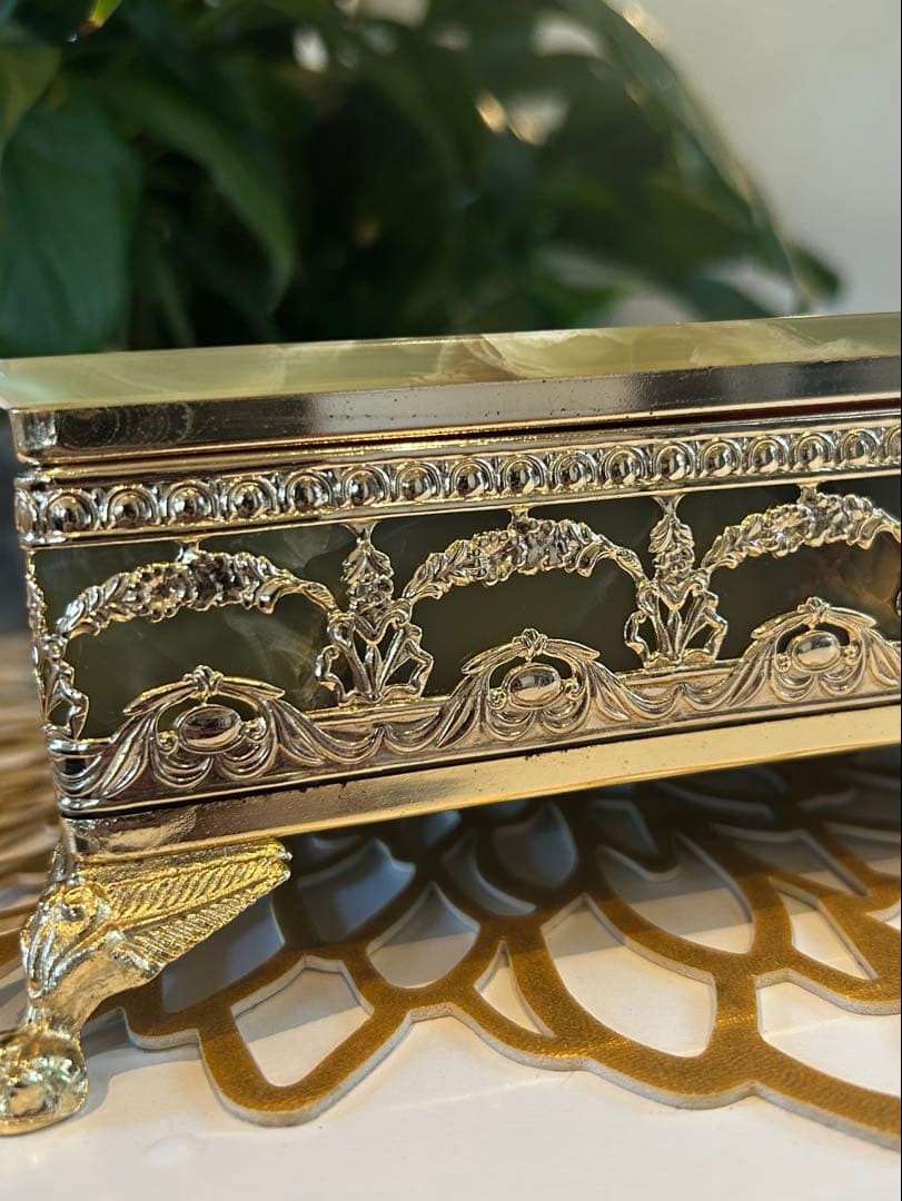 大理石 アンティーク オニキス グリーン ジュエリーボックス 小物入れ