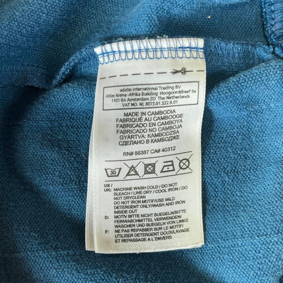 アディダス トラックジャケット ジャージ ハイネック バイカラー 青 刺繍 M