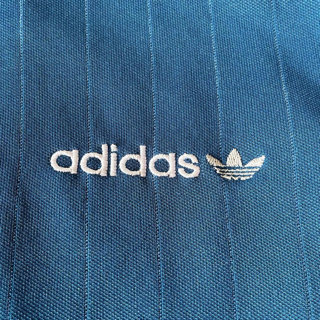 アディダス トラックジャケット ジャージ ハイネック バイカラー 青 刺繍 M